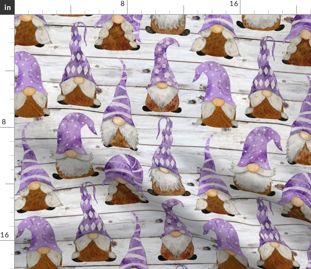 Purple Gnomes on Shiplap - medium scale