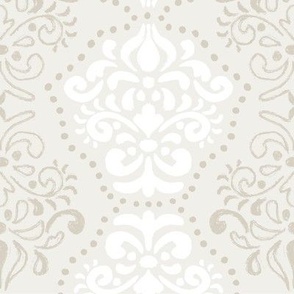 TAUPE & CREAM hand painted damask 