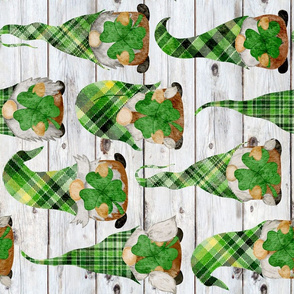 Lucky Four Leaf Clover Gnomes on Shiplap Rotated - large scaLE