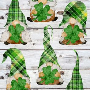 Lucky Four Leaf Clover Gnomes on Shiplap - large scale