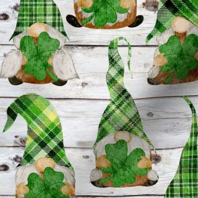 Lucky Four Leaf Clover Gnomes on Shiplap - medium scale