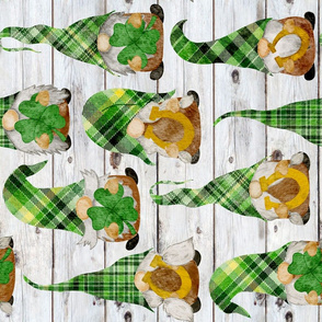 Lucky Gnomes with Horseshoes and Clover on Shiplap Rotated - large scale
