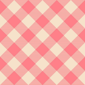 Affair of the Heart Buffalo Plaid- Salmon Pink Eggshell White- Regular Scale