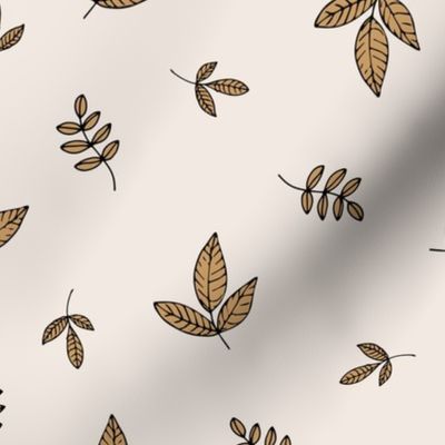 Leaves & petals delicate boho botanical garden beige sand ochre