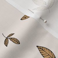 Leaves & petals delicate boho botanical garden beige sand ochre