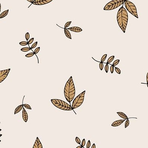 Leaves & petals delicate boho botanical garden beige sand ochre