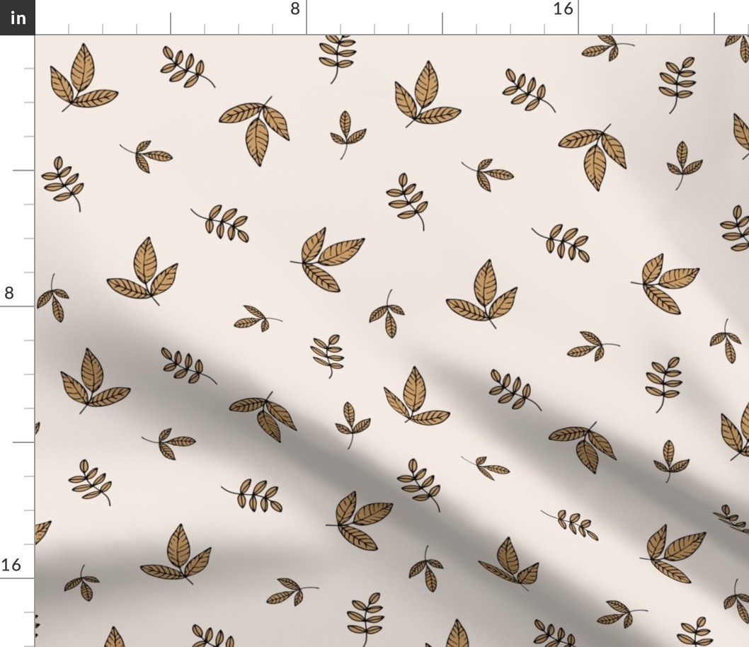 Leaves & petals delicate boho botanical garden beige sand ochre