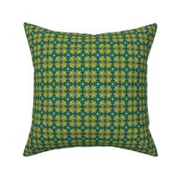 Midcentury Modern Retro Geometric | Small Scale | Teal Chartreuse