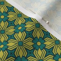 Midcentury Modern Retro Geometric | Small Scale | Teal Chartreuse