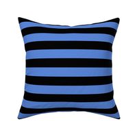 Large Cornflower Blue Awning Stripe Pattern Horizontal in Black