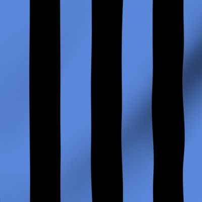 Large Cornflower Blue Awning Stripe Pattern Vertical in Black