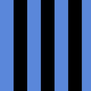 Large Cornflower Blue Awning Stripe Pattern Vertical in Black