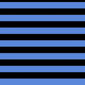 Cornflower Blue Awning Stripe Pattern Horizontal in Black