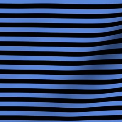 Cornflower Blue Bengal Stripe Pattern Horizontal in Black