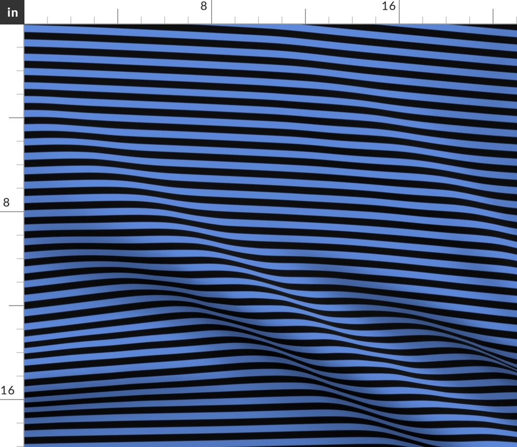 Cornflower Blue Bengal Stripe Pattern Horizontal in Black