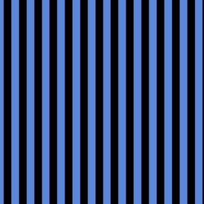 Cornflower Blue Bengal Stripe Pattern Vertical in Black