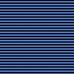 Small Cornflower Blue Bengal Stripe Pattern Horizontal in Black