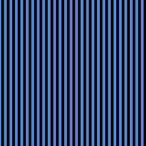 Small Cornflower Blue Bengal Stripe Pattern Vertical in Black