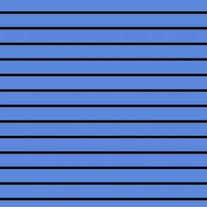 Cornflower Blue Pin Stripe Pattern Horizontal in Black