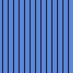 Cornflower Blue Pin Stripe Pattern Vertical in Black