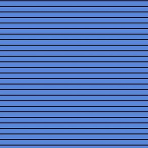 Small Cornflower Blue Pin Stripe Pattern Horizontal in Black