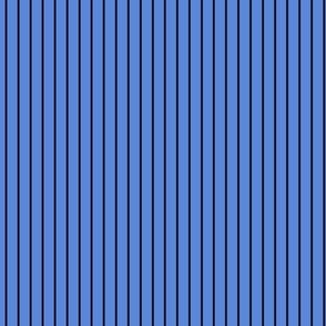 Small Cornflower Blue Pin Stripe Pattern Vertical in Black