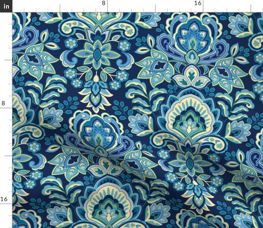 Jacobean Paisley Navy Large scale