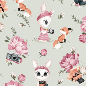 Snap the moment - sage green - wallpaper
