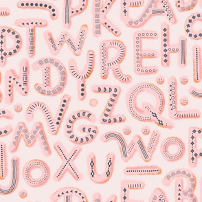Alphabet Letters Nursery Pattern 2021 Light Pink