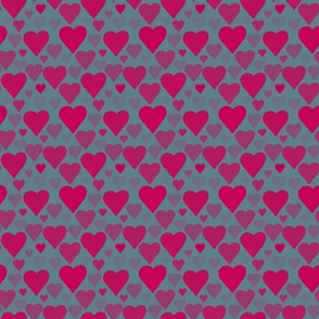 Hearts Cerise on stone grey