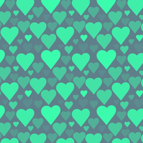 Hearts Green on Green 