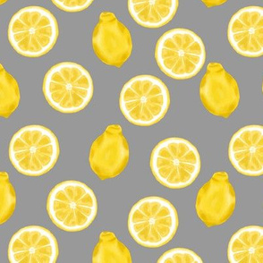 whole lemons and slices - grey
