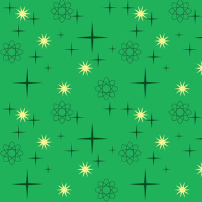 Atomic Starburst on Kelly Green with Dark Green and Yellow