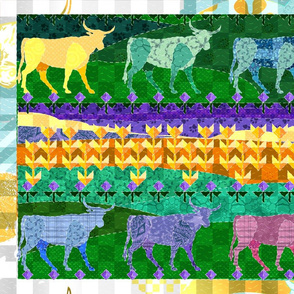 Patchwork-Oxen and clover