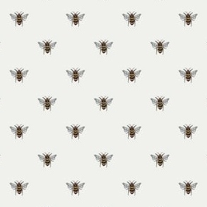 TINY bee fabric - honey bee fabric, minimal bee design - sfx0602 snow