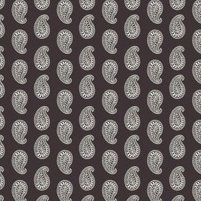 SMALL indian paisley block print fabric - coffee sfx1111