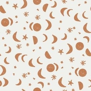 SMALL moon and stars nursery fabric -  sfx1346 caramel