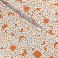 sun moon stars fabric - hippy boho neutral fabric - brights