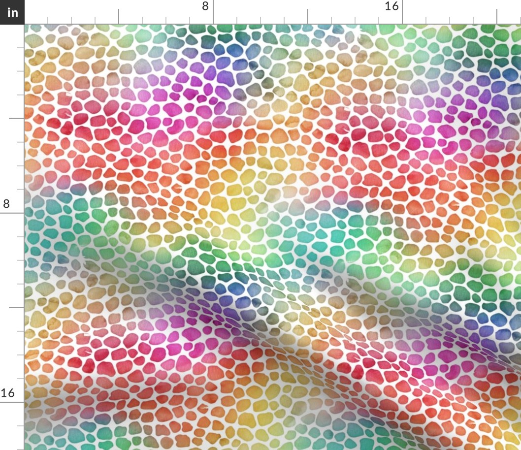 Rainbow Bright Pastel Mosaic Watercolor Spots