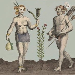 Antique engraving - ancestral humans 