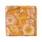 Avery Retro Floral On Caramel- large scale