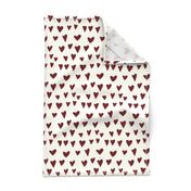 love hearts - ruby red on cream 