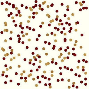 confetti dots coordinate - ruby red golden on cream 