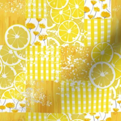 Lemon floral plaid patchwork design