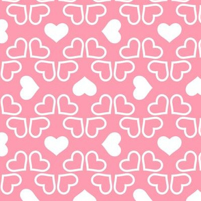 Art Deco Hearts in White with a Pink Background