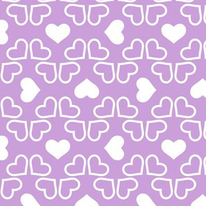 Retro Hearts Pattern in White with a Lilac Purple Background