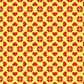Elegant Hearts Pattern in Red with a Soft Yellow Background (Mini Scale)