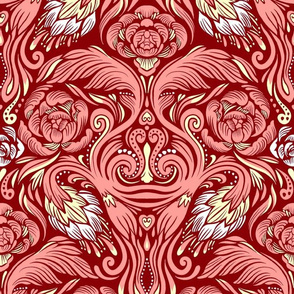 Feminine Damask - Pink and Red