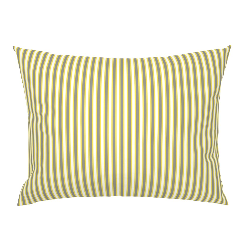 Sunshine and Shadows Stripes (#2) - Narrow Yellow Ribbons with Ultimate Grey and Icy Cream