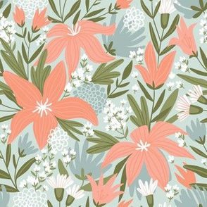 Spring lilies. Floral pattern #2